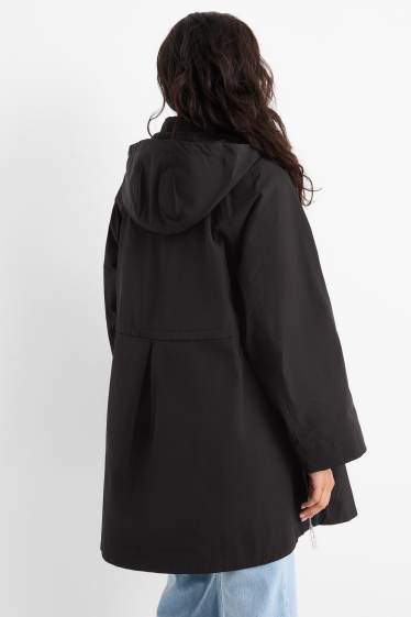 Dames - Parka met capuchon - zwart