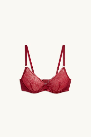 Donna - Reggiseno con ferretti - rosso scuro