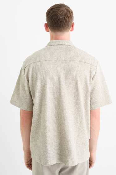 Bărbați - Cămașă tricotată - regular fit - guler cu rever - bej