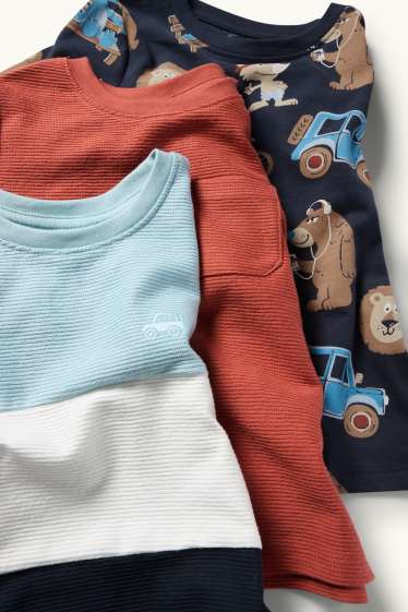 Enfants garçons - Lot de 3 - animaux sauvages et tout-terrain - T-shirts - rouge / bleu