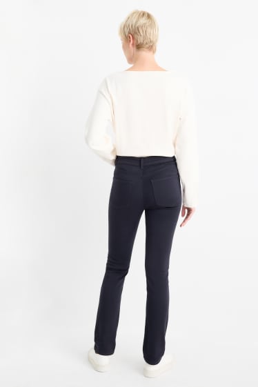 Femmes - Pantalon en toile - high waist - slim fit - bleu foncé