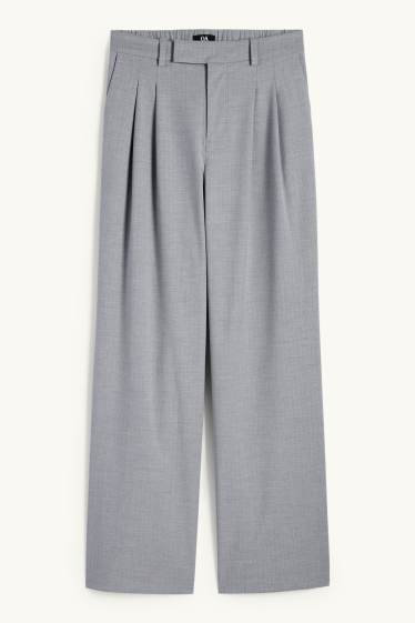 Dona - Pantalons formals - mid waist - relaxed fit - ratlla diplomàtica - gris