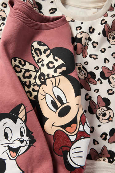 Kinderen: meisjes - Set van 2 - Minnie Mouse - sweatshirt - donker rose
