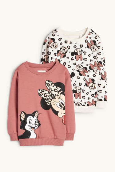 Kinderen: meisjes - Set van 2 - Minnie Mouse - sweatshirt - donker rose