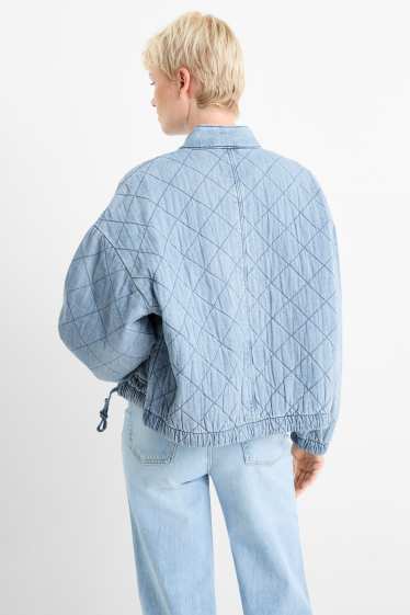 Dámské - Džínová prošívaná bunda - džíny - světle modré