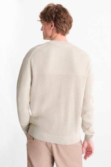 Pánské - Svetr - strukturovaný - béžová