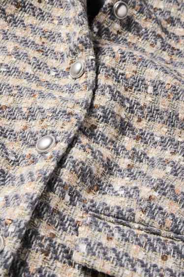 Femmes - Blazer en finition bouclée - relaxed fit - effet brillant - à carreaux - bleu  / beige