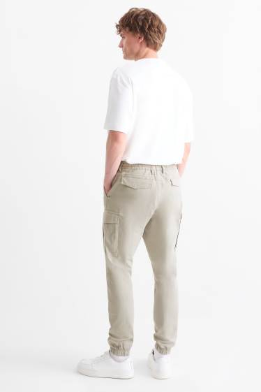 Men - Cargo trousers - tapered fit - light gray