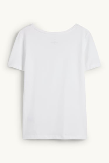 Dames - T-shirt met V-hals - slim fit - wit