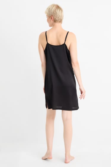 Donna - Camicia da notte di raso - nero