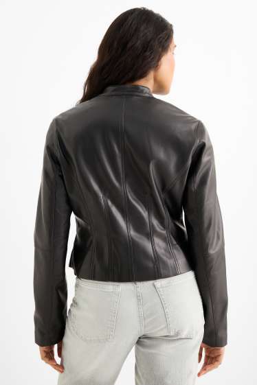 Damen - Jacke - Lederimitat - schwarz