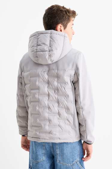 Kinder Jungen - Hybridjacke mit Kapuze - grau