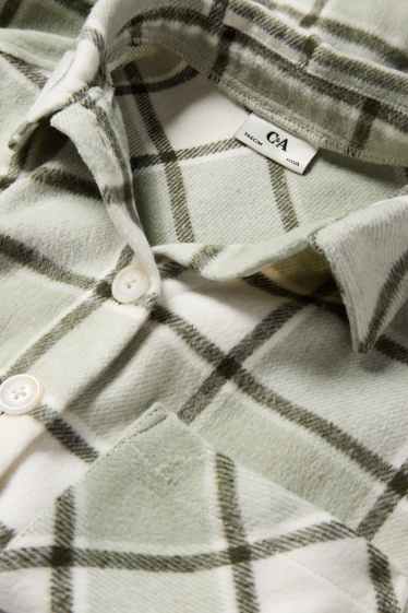 Kinderen: meisjes - Flanellen overhemd - geruit - lichtgroen