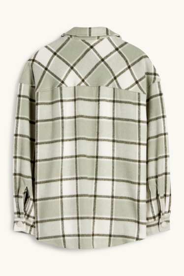 Kinderen: meisjes - Flanellen overhemd - geruit - lichtgroen