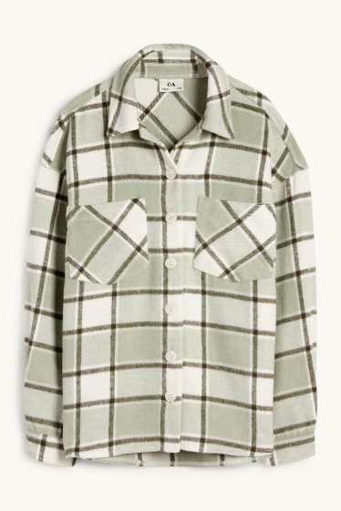 Kinderen: meisjes - Flanellen overhemd - geruit - lichtgroen