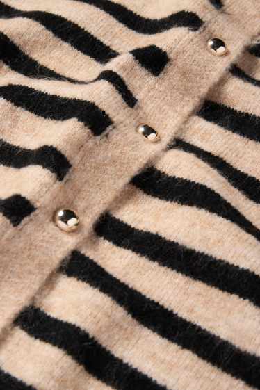 Dona - Jaqueta de punt - de ratlles - negre/beix