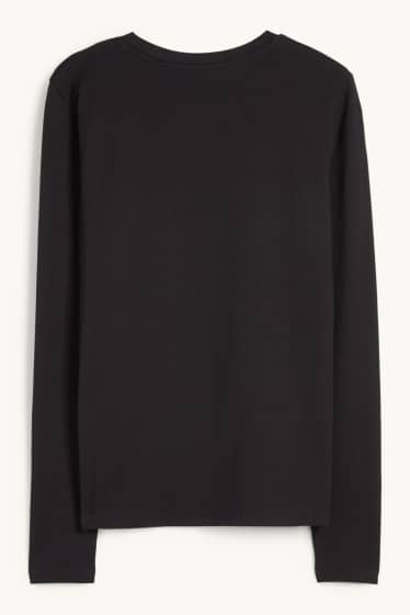 Women - Long sleeve top - slim fit - black