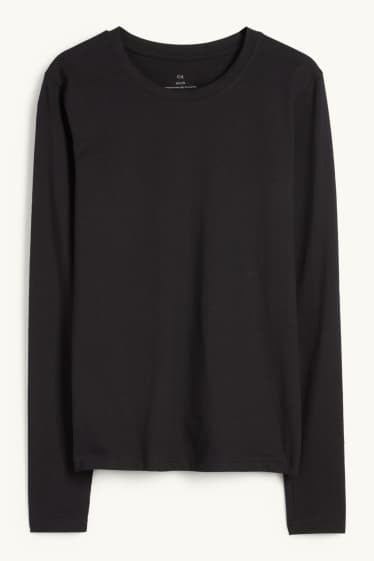 Women - Long sleeve top - slim fit - black