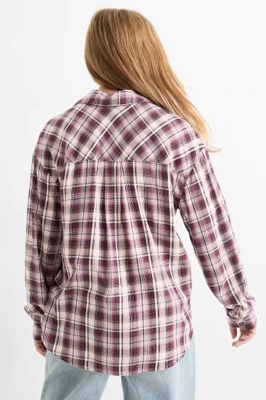 Bambine - Camicia - a quadretti - bordeaux
