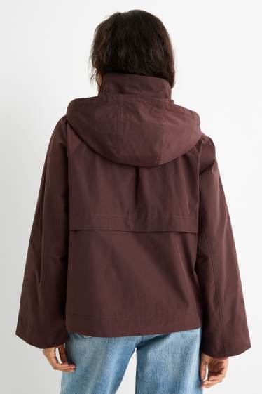 Dames - Jas met capuchon - donkerrood