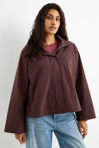 Dames - Jas met capuchon - donkerrood