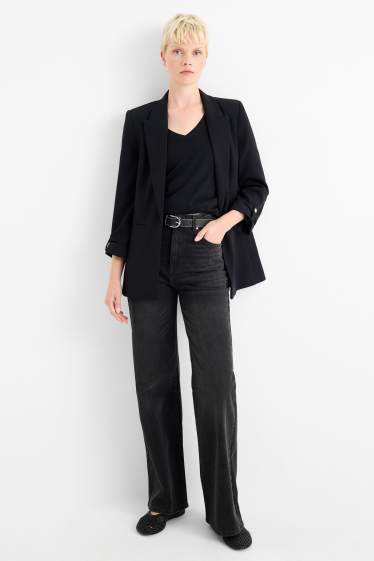 Femmes - Wide leg jean - high waist - noir