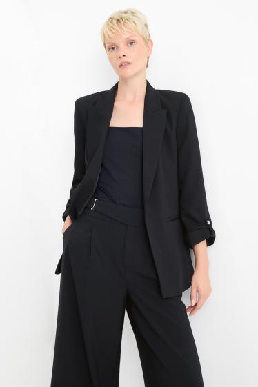 Women - Long blazer- regular fit - black