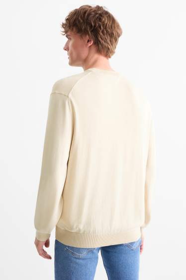Bărbați - Pulover din tricot fin - alb-crem