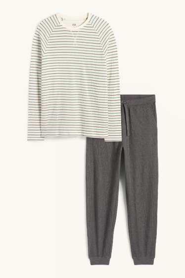 Hommes - Pyjama - texturé - blanc crème