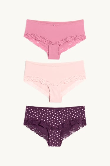 Donna - Confezione da 3 - coulotte - porpora
