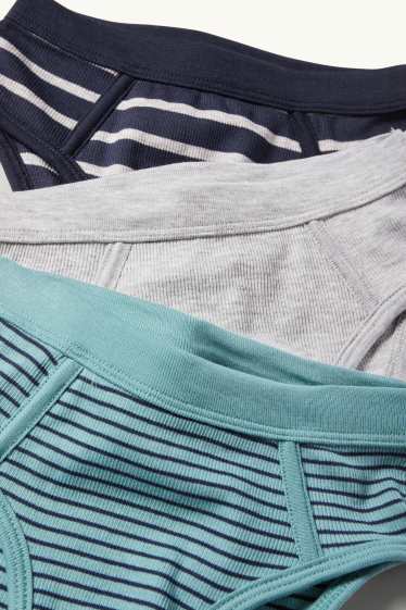 Děti - chlapci - Multipack 3 ks - slipy - žebrované - tmavomodrá