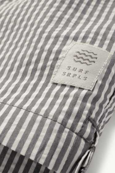 Uomo - Shorts da mare - a righe - bianco / grigio