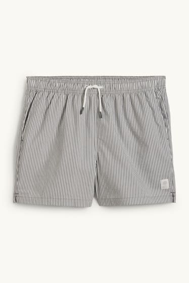 Uomo - Shorts da mare - a righe - bianco / grigio