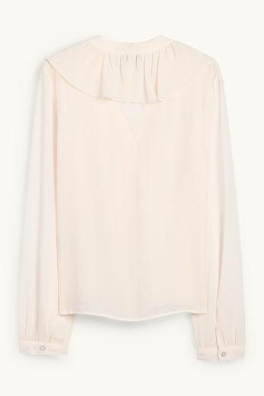 Damen - Bluse mit V-Ausschnitt - cremeweiß