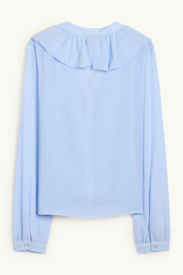 Donna - Blusa con scollo a V - azzurro