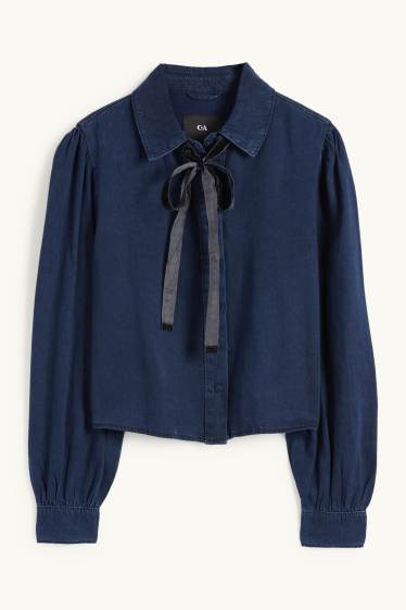 Damen - Jeansbluse - dunkeljeansblau