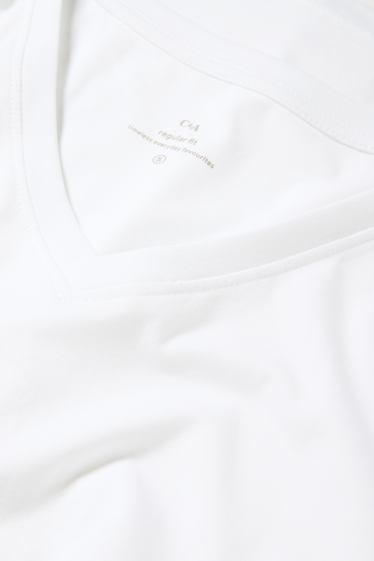 Femmes - T-shirt à col V - regular fit - blanc