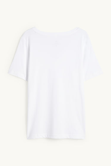 Femmes - T-shirt à col V - regular fit - blanc