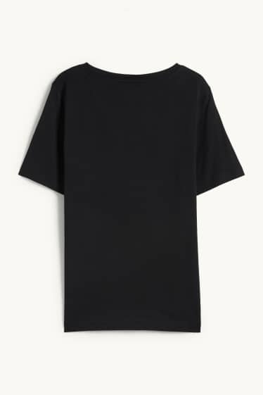 Dámské - Tričko s výstřihem ve tvaru V - regular fit - černá