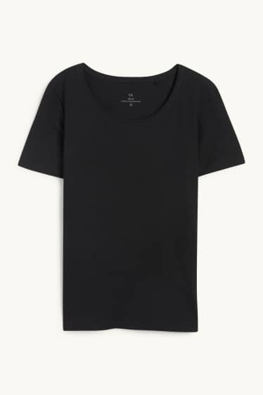 Dames - T-shirt - slim fit - zwart