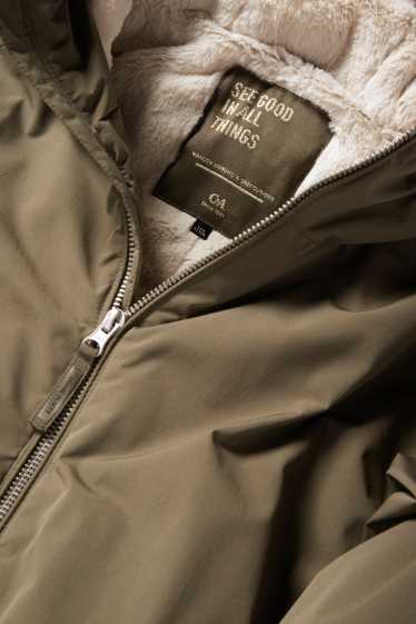 Enfants filles - Veste à capuche - doublée - finition déperlante - kaki