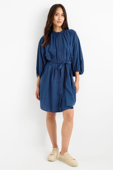 Women - Denim shirt dress - blue denim
