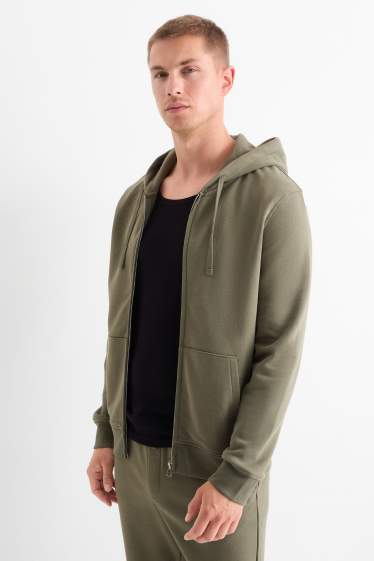 Hommes - Sweat zippé à capuche - vert