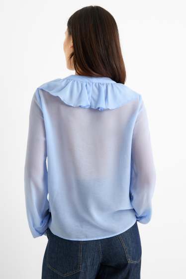 Donna - Blusa con scollo a V - azzurro