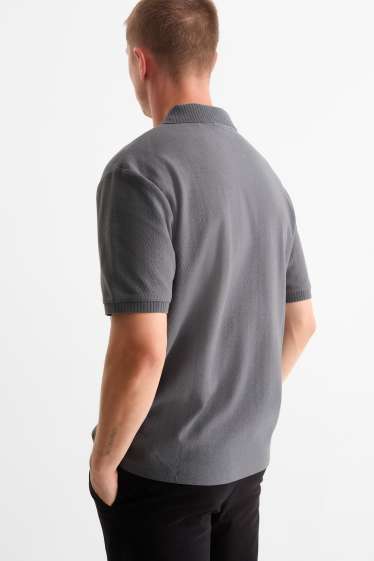Home - Polo de punt - regular fit - gris fosc