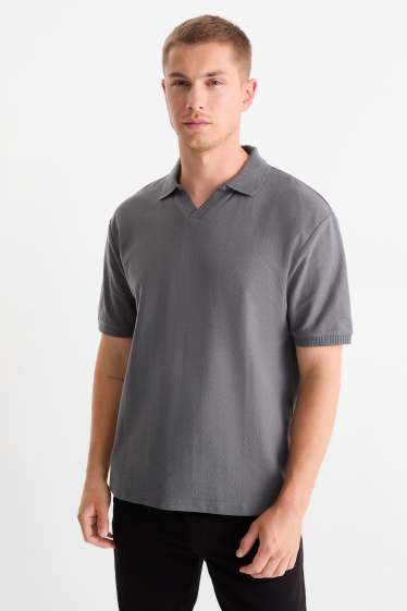 Home - Polo de punt - regular fit - gris fosc