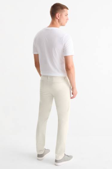 Pánské - Kalhoty chino - slim fit - krémově bílá