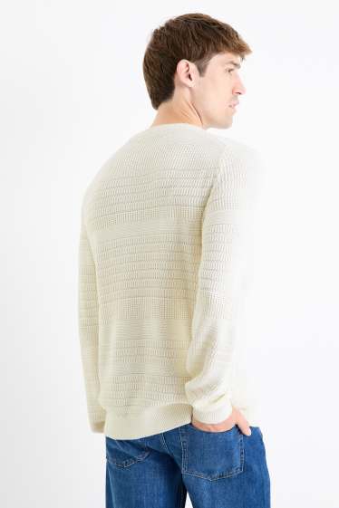 Pánské - Svetr - strukturovaný - krémově bílá