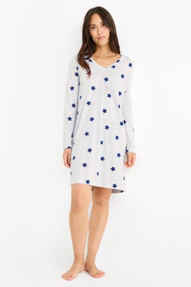Dames - Nachthemd - met patroon - licht grijs-mix
