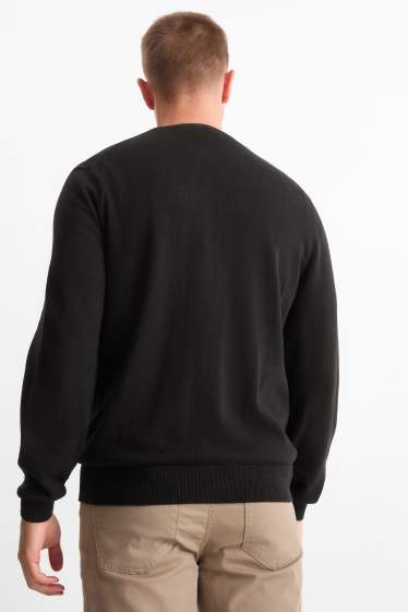 Hommes - Pull en maille fine - noir